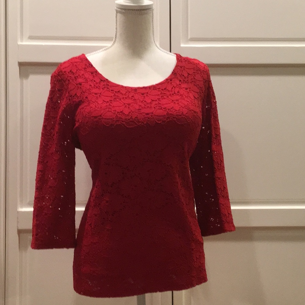 Alfani Lace 3/4 sleeve  w/exposed back zipper